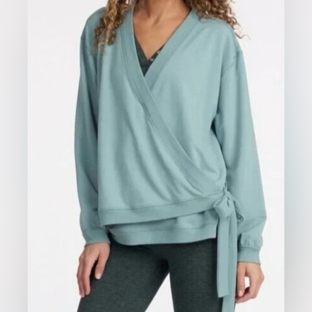 Thrive Societe Green/Gray Wrap Sweater. Size L.